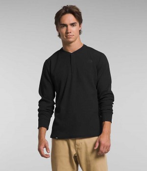 The North Face Canyon Fog Thermal Long Sleeve Henley Μπλουζακι ανδρικα μαυρα | GREECE ZVREOMN