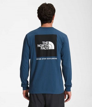 The North Face Long Sleeve Box NSE Μπλουζακι ανδρικα μπλε | GREECE IWNQGYB