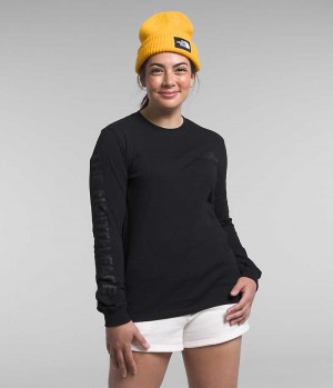 The North Face Long Sleeve Sleeve Hit σταμπεσ Μπλουζακι γυναικεια μαυρα | GREECE YVAFLNE