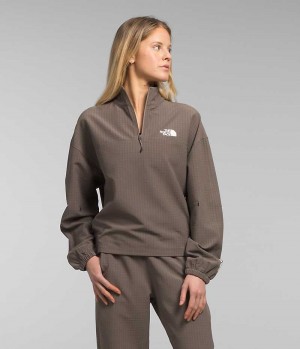 The North Face Tekware™ Grid 1/4 Zip Φουτερ γυναικεια καφε | GR HTSCKLF