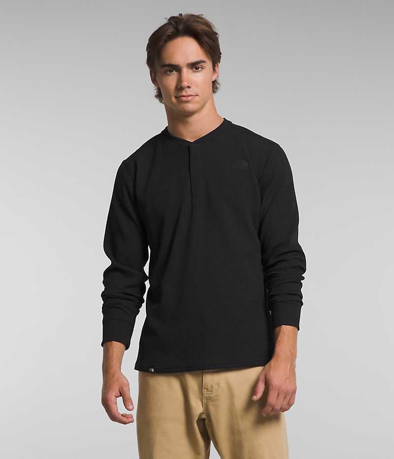 The North Face Canyon Fog Thermal Long Sleeve Henley Μπλουζακι ανδρικα μαυρα | GREECE ZVREOMN