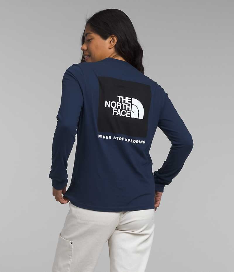 The North Face Long Sleeve Box NSE Μπλουζακι γυναικεια σκουρο μπλε | ATHENS VKHEZYA