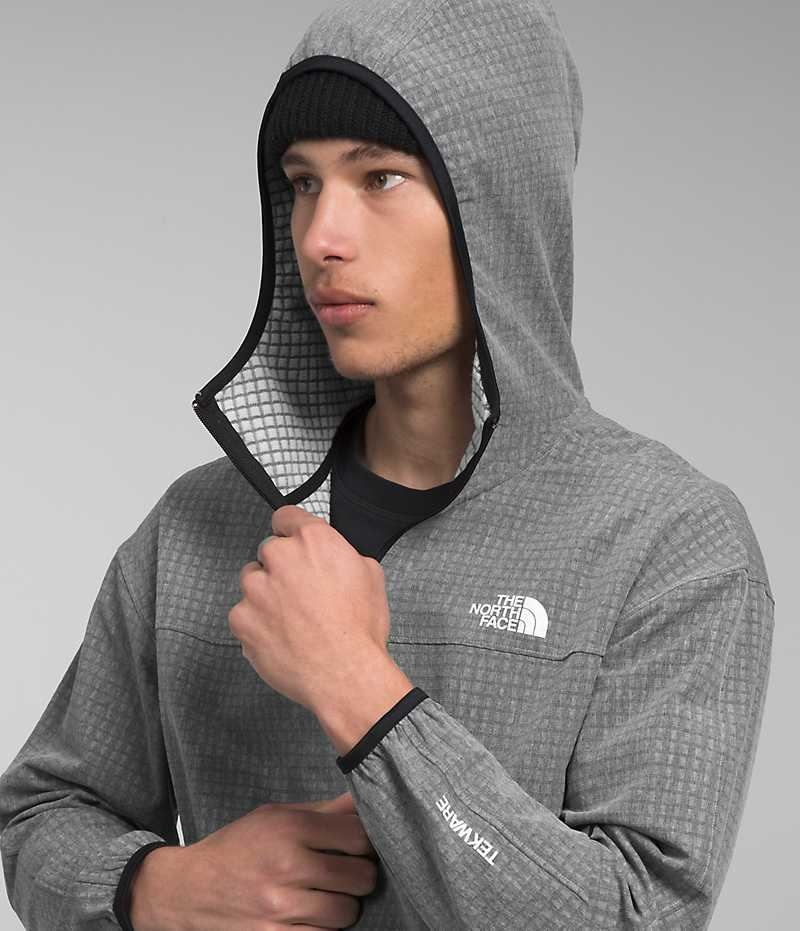 The North Face Tekware™ Grid Hoodie Μπουφάν Fleece ανδρικα γκρι | ATHENS SDONWVL